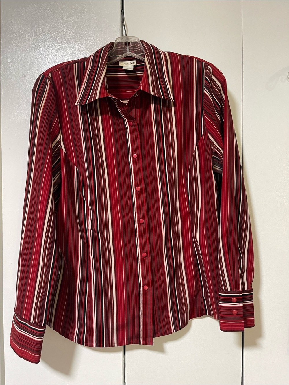 East 5th Burgundy and White Vertical Stripe Button-Down Shirt